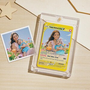Custom Pokemon Card Mother's Day Gift Personalized Anime Art Card Steel Metal Trading Card Collectible Mom Present Birthday Gift