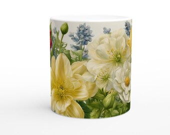 January Birth Flower Mug | 11oz Ceramic Cup | Personalized Floral Gift | 11oz Ceramic Mug