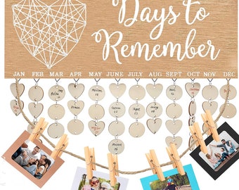 2020 Wooden Birthday Reminder Board Plaque Sign Hanging Gift New Calendar E4L7