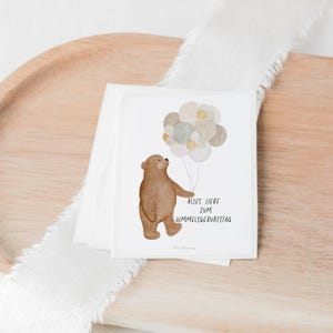 Pegatina vela para tumba oso con globo – feliz cumpleaños celestial | Vela en recuerdo de la tumba y el niño estrella