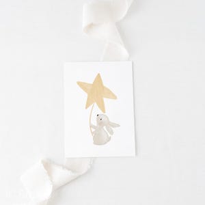 Postkarte Hase mit Stern A6 Aquarell ohne Spruch