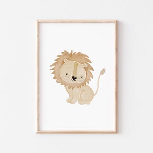 Aquarell Löwen Poster – Kinderzimmer Deko in A4/A3 – Handillustriert Safari