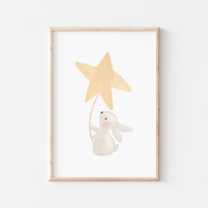 Poster “Coniglio con stella” – amorevolmente disegnato a mano in formato A3 e A4