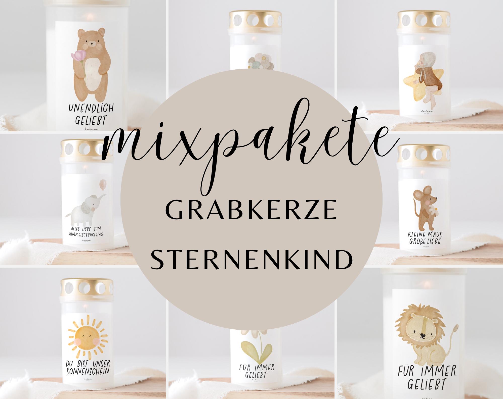 Grave candle mix package Star Child | Grave light Cemetery | Random motifs