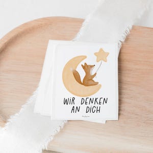 Aufkleber Grabkerze Fuchs – mit Spruch Wir denken an dich | Erinnerung für Grabkerze Sternenkind