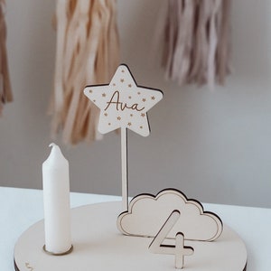 Piatto di compleanno in legno personalizzato con tappo a forma di stella per bambini stella Personalizzato