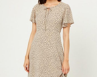 Summer Dress, Polka-Dot Midi Dress, Dot Print Dress, Dotty Sundress, Dresses for Women, Minimalistic Outfit