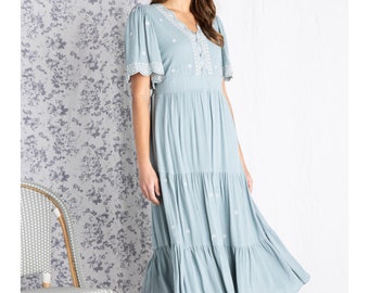 dusty blue womens dress
