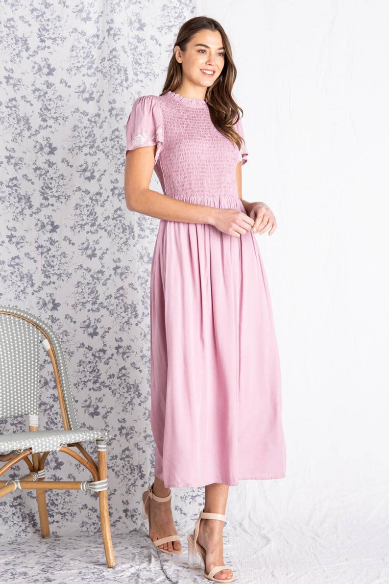 Summer Maxi Day Dress Floral Embroidery Dress Spring Dresses Etsy