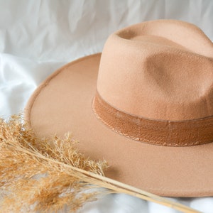 Embroidered Ribbon Fedora Hat, Stiff brim hat, Flat brim hat, Rancher hat, Wide brim hat, Panama hat, Fedora for women, Summer hat
