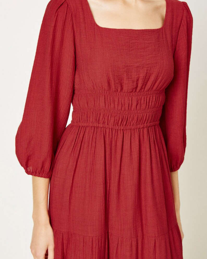 Vintage Red Dress in Small Size Cottagecore Dress Midi Etsy