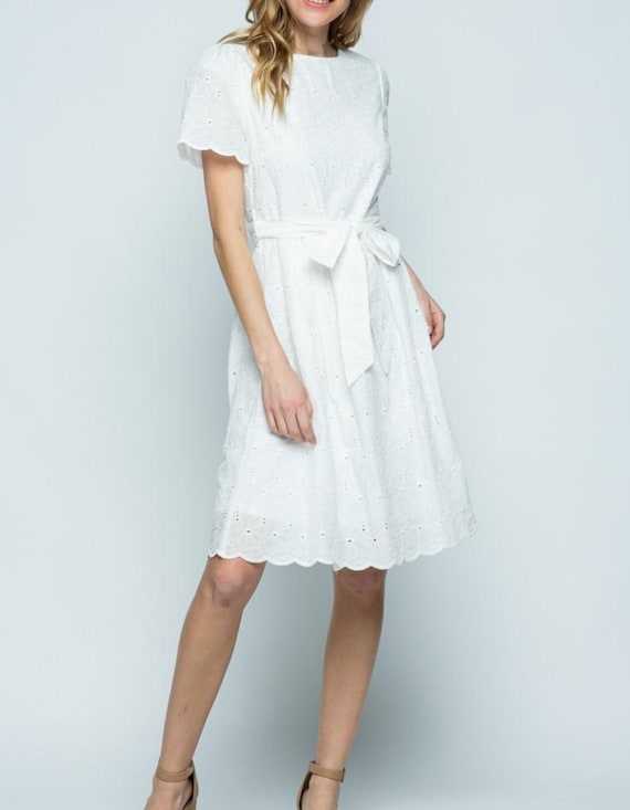 white christmas dresses White Eyelet Mini Dress | The Little White Dress for Bridal, Easter &  Southern Beach Vacation main image 1