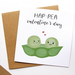 Happea Valentine’s Day carte | Amateur de pois / hater | Carte Punny | Jeux de mots d’amour | Cartes de vœux faites à la main | Jeux de mots alimentaires | Jeux de mots effrontés | Cartes drôles