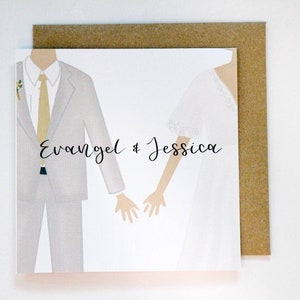 Personalised minimalist wedding card- Mr and Mrs, congratulations on your wedding day, newlywed gift