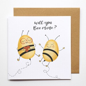 Will you bee mine card- valentines day card | love pun | love card | handmade greeting card | bee puns | bee cartoon | funny sayings
