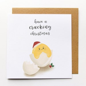 Have a CRACKING christmas card- seasonal card, handmade christmas gifts, eggcellent puns, egg lovers, funny egg puns, silly egg