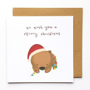 Merry Christmas Wombat Karte- Aussie Native Tiere, Aussie Druck, australische Weihnachten, festliche Wombat, niedliche australische Tiere