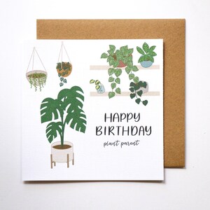 Alles Gute zum Geburtstag Pflanze Elternkarte - Pflanzenliebhaber | verrückte Pflanze Mutter | monstera Karte | handgemachte Grußkarte | Haushaltspflanzen | Pflanze verrückt