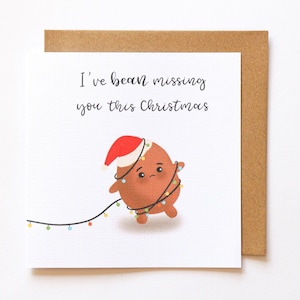 Mi manchi BEAN questa cartolina di Natale: divertente cartolina di natale, fav fav fav human bean, covid long distance card, covid miss you card, amante dei fagioli