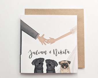 Personalised wedding card with pet- mr and mrs, favourite pet, newlywed gift, wedding congrats