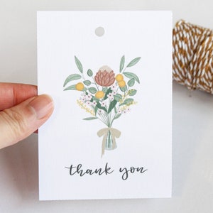 SET OF 10 thank you gift tags- thank you, appreciation gift, floral bouquet, thank you flowers, aussie natives, protea, eucalyptus leaves