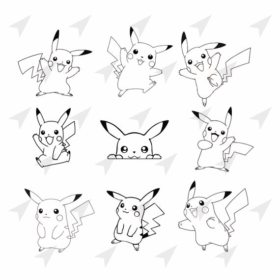 Download Pikachu Outline Svg Png Dxf Instant Download Files For Etsy