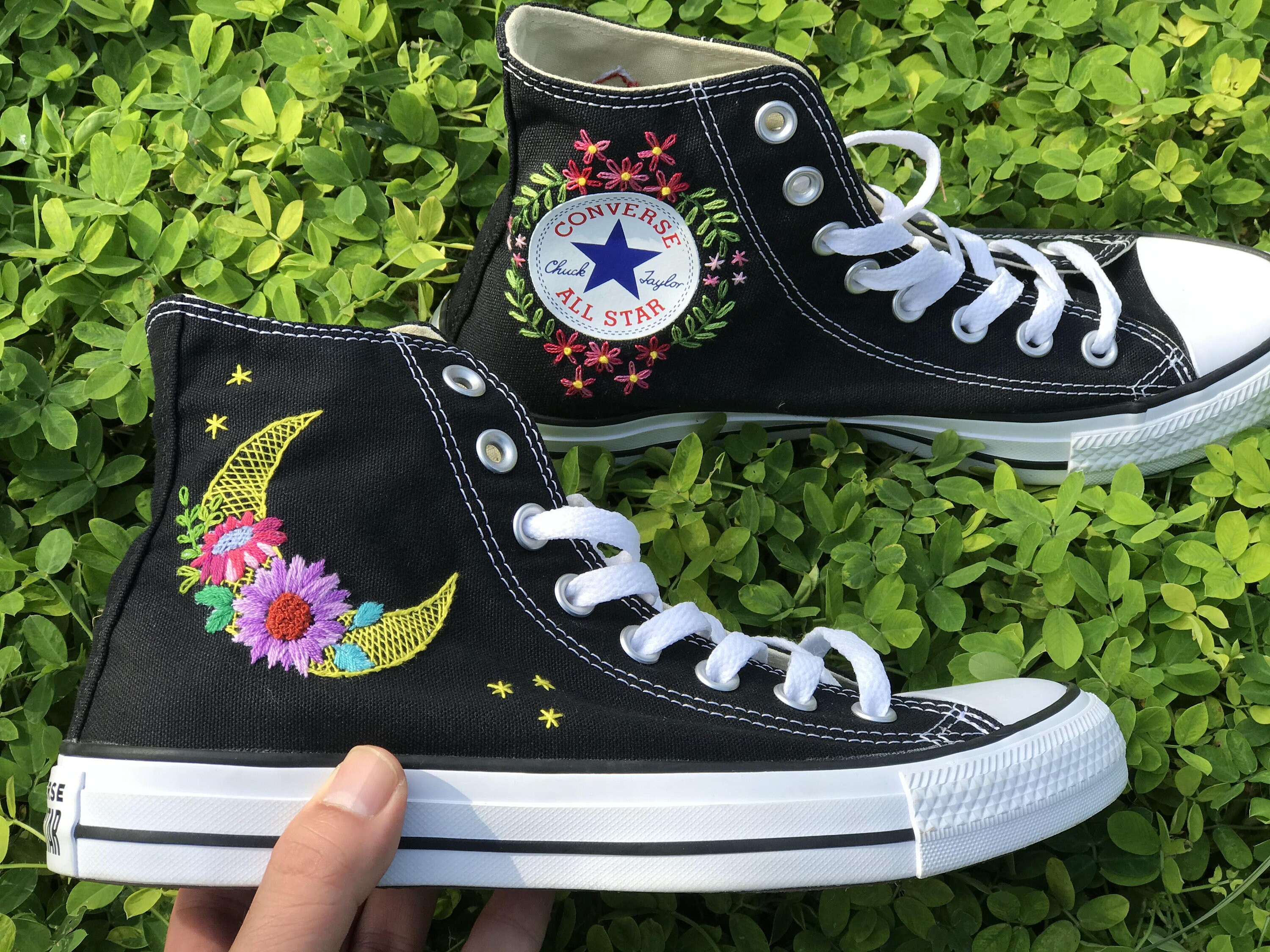 chuck taylor embroidered flowers