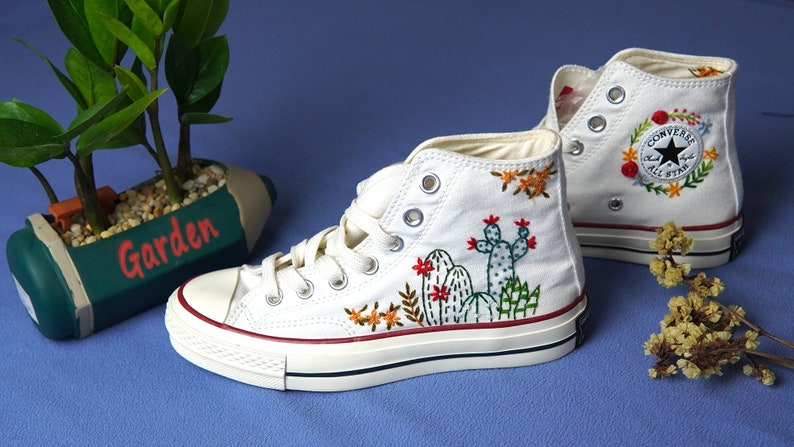 Cactus Embroidered Shoes/ Custom Hand Embroidered Cactus - Etsy Australia
