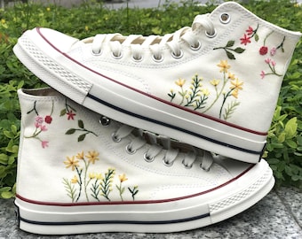 Converse Custom Floral Embroidery custom Embroidered Converse