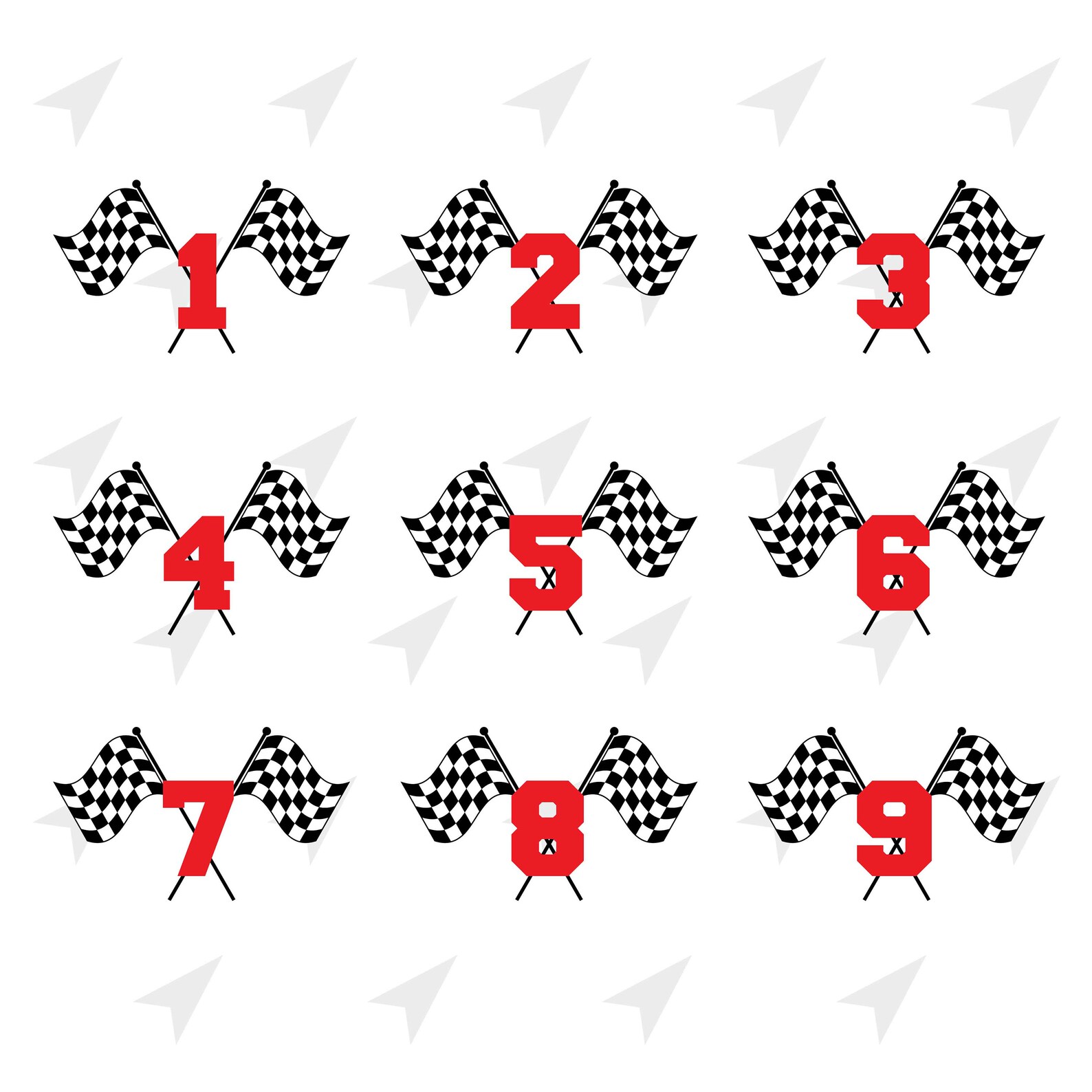 Checkred Flag Numbers SVG PNG DXF. Instant download files Etsy