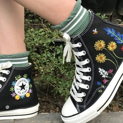 Custom Converse Chuck Taylor Sun Flower Embroidered - Etsy Custom Converse Chuck Taylor Sun Flower Embroidered - Etsy