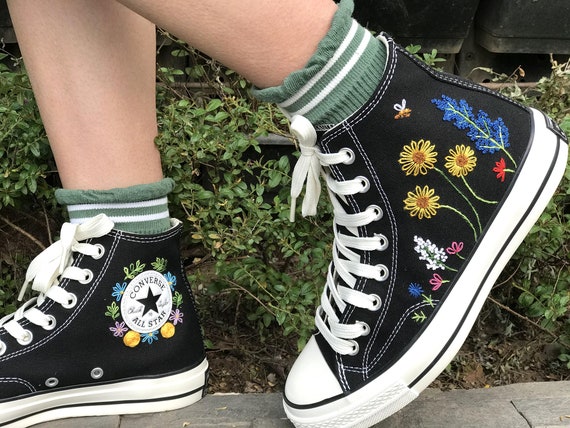 Custom Converse Chuck Taylor Flower Embroidered - Etsy Canada