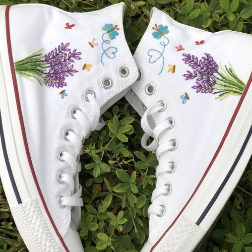 Embroidered converse shops flowers/ Chuck Taylor Converse Women's/ Custom Embroidered Converse