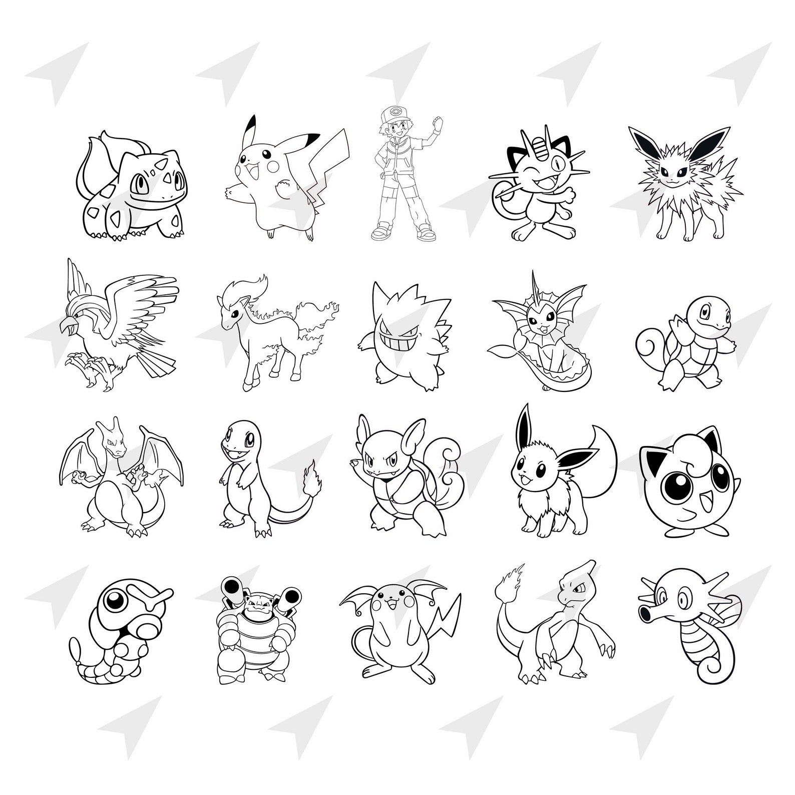 Pokemon Outline SVG PNG DXF. Instant download files for | Etsy