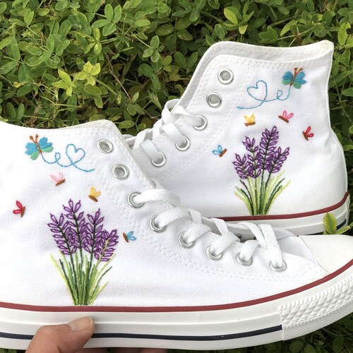 Embroidered converse shops flowers/ Chuck Taylor Converse Women's/ Custom Embroidered Converse