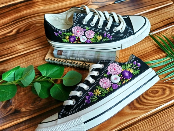 Shoes with flowers on cheap top