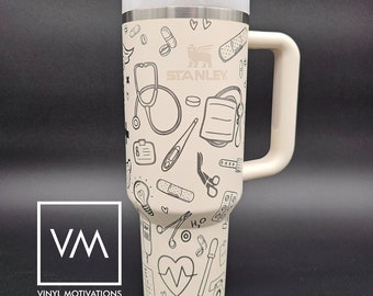 Medical Doctor & Nurse Themed Tumbler Engraved Stanley Quencher 40oz