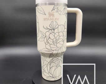 Spring Peony Tumbler Engraved Stanley Quencher 40oz