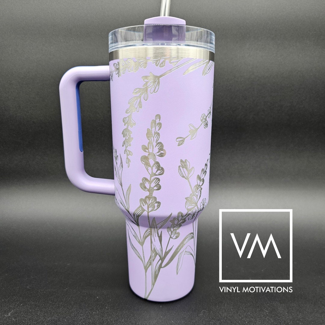 Lavender Design Tumbler Engraved Stanley Quencher 40oz - Etsy Stanley Lavender Insulated Mug main image 0
