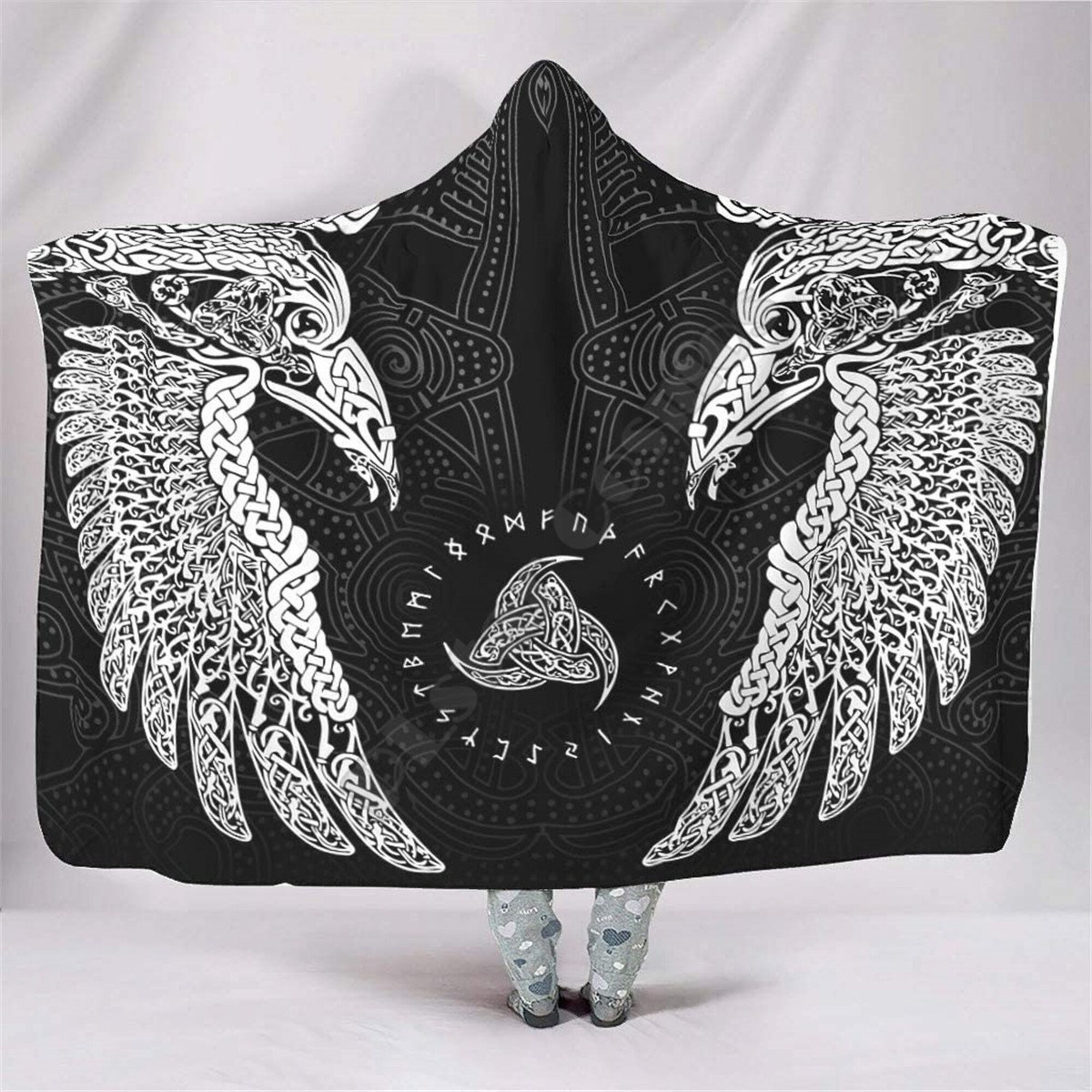 TWIN RAVENS- HOODED blanket