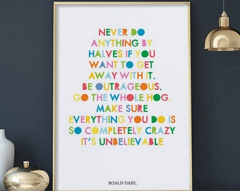 Roald Dahl Quote Typographic Print Watch With Glittering Etsy