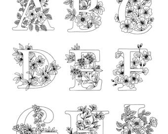 Floral Alphabet Coloring Book