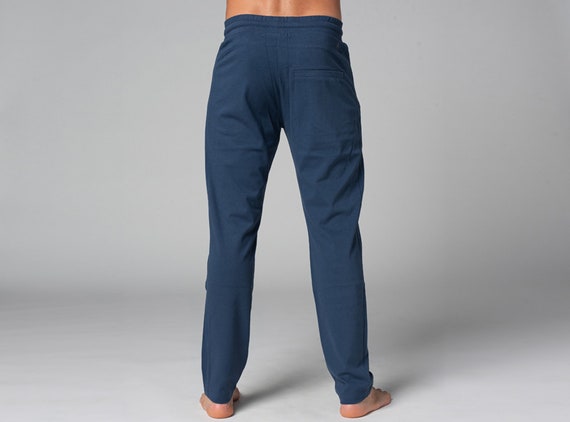 Pantalon de Yoga Homme Jogger - Bio Bleu - Vêtements de yoga Homme - Coton  Bio