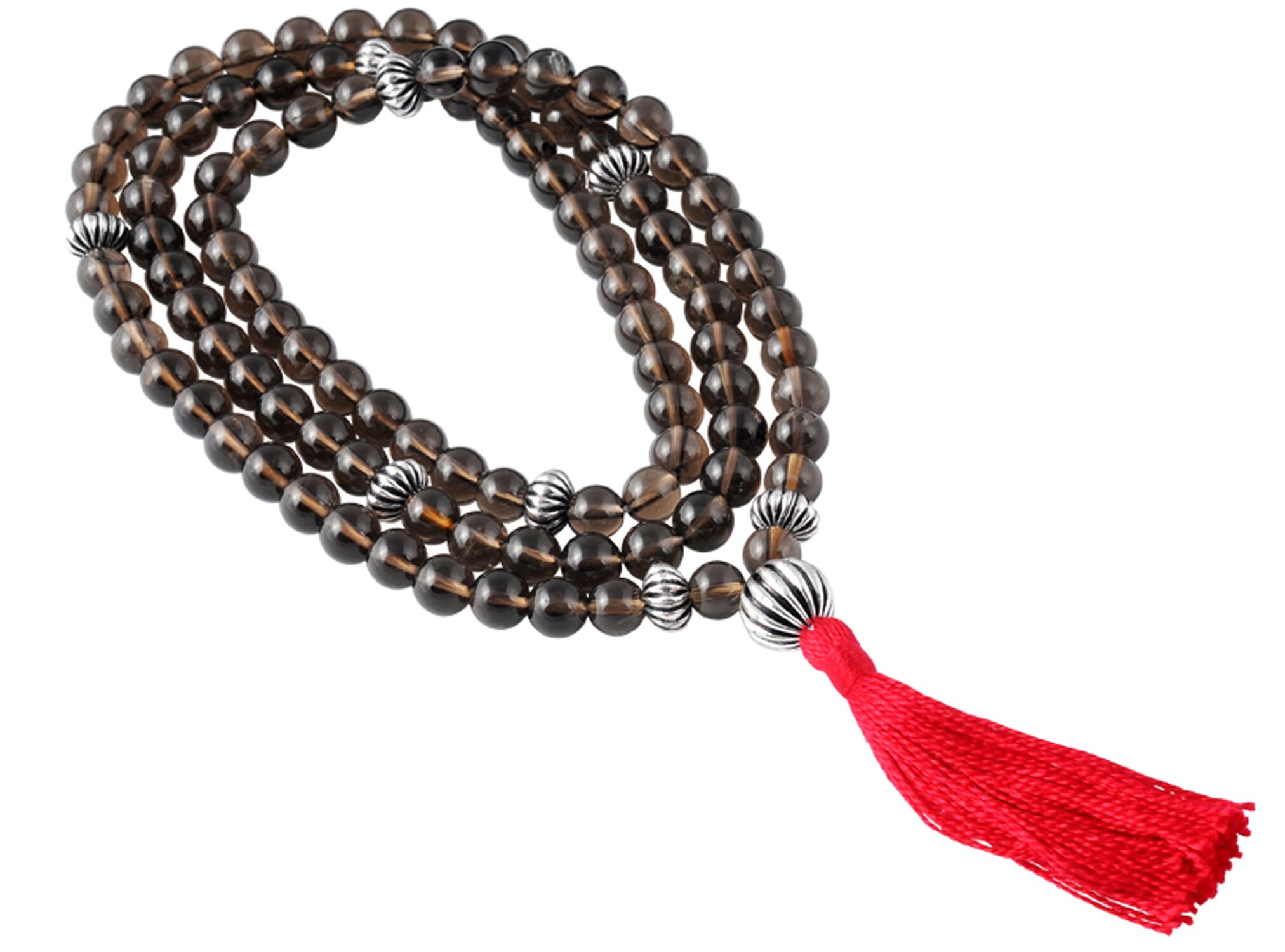 Mala 108 Perles - Quartz Fumée & Argent