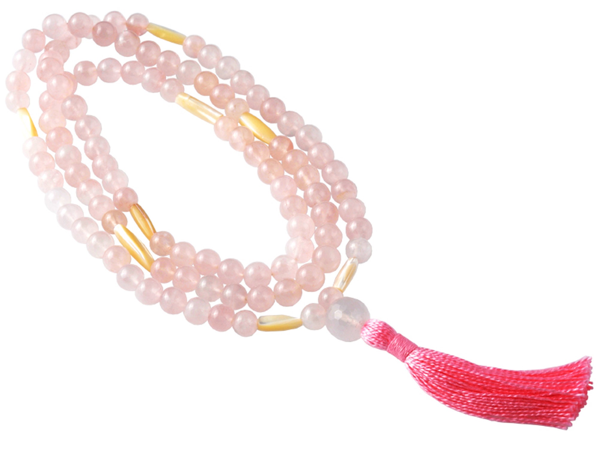 Mala 108 Perles 8mm Quartz Rose & Nacre