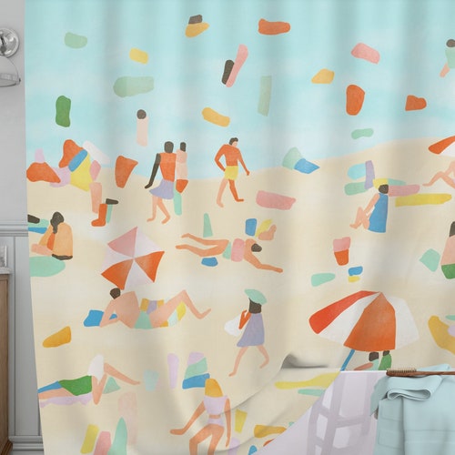 Island View Shower Curtain Bathroom Decor Ocean Waves Home Etsy