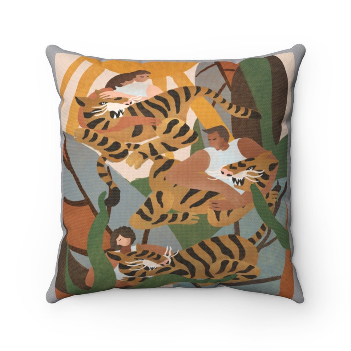 Tiger Pillow Case Tigers Print Boho Living Room Decor Etsy
