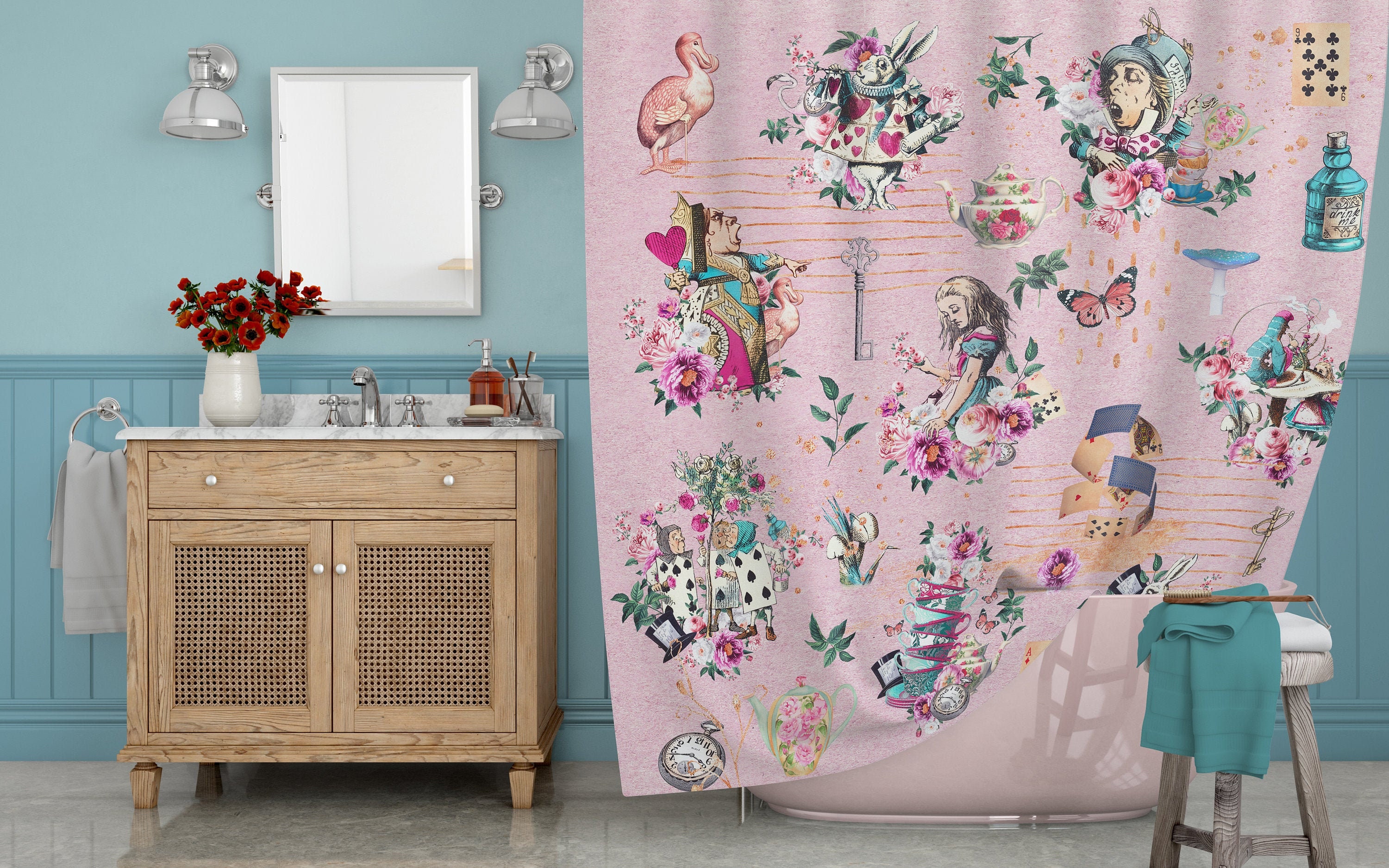 Alice in Wonderland Shower Curtain - Alice in Wonderland Bathroom Decor