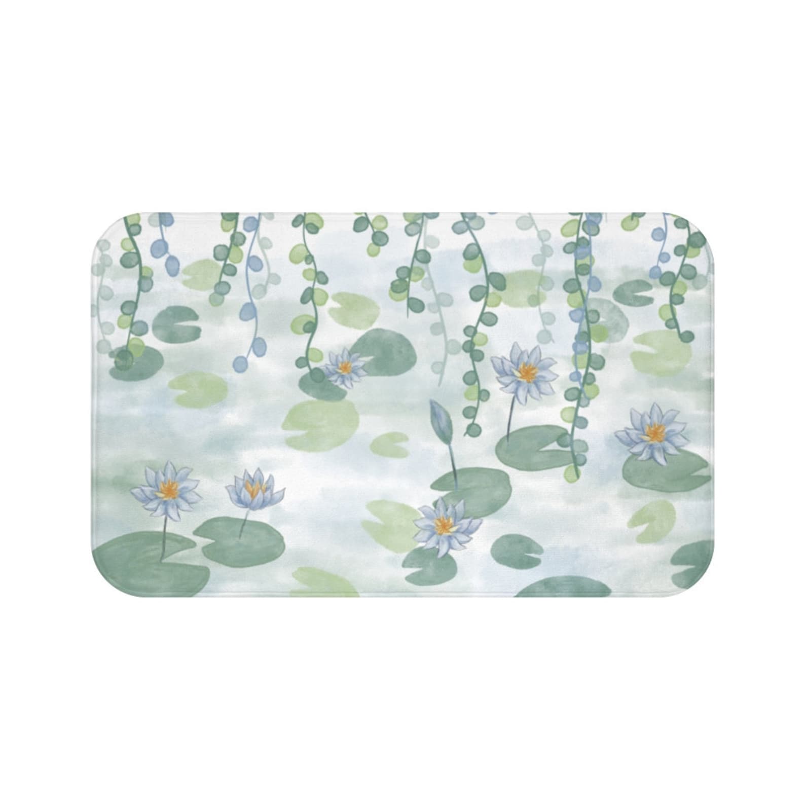 Waterlilies Bath Mat Flower Bath Mat Leaves Bath Mat Green Etsy