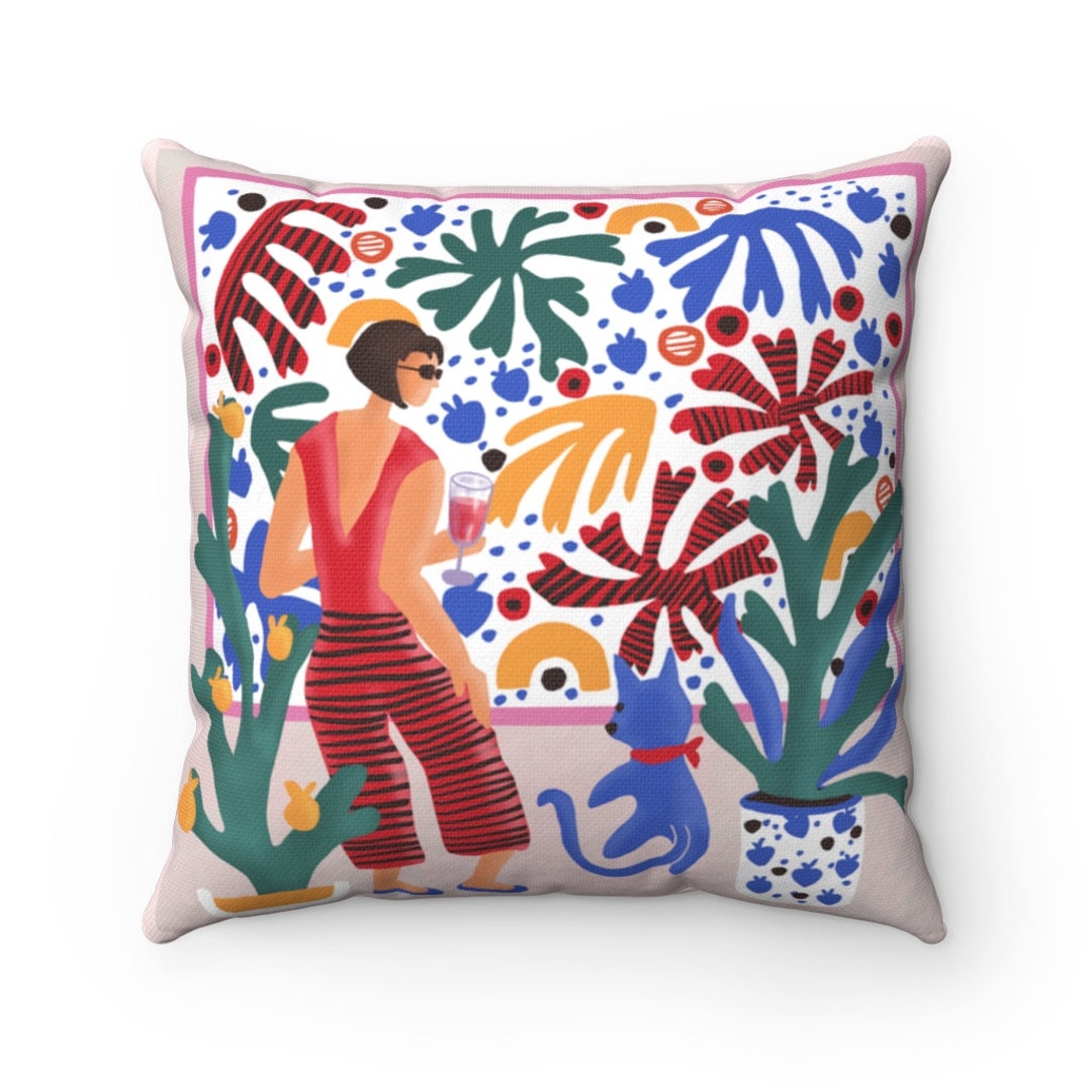 Gallery Spun Polyester Square Pillow Case, Cat Design Pillow Cover